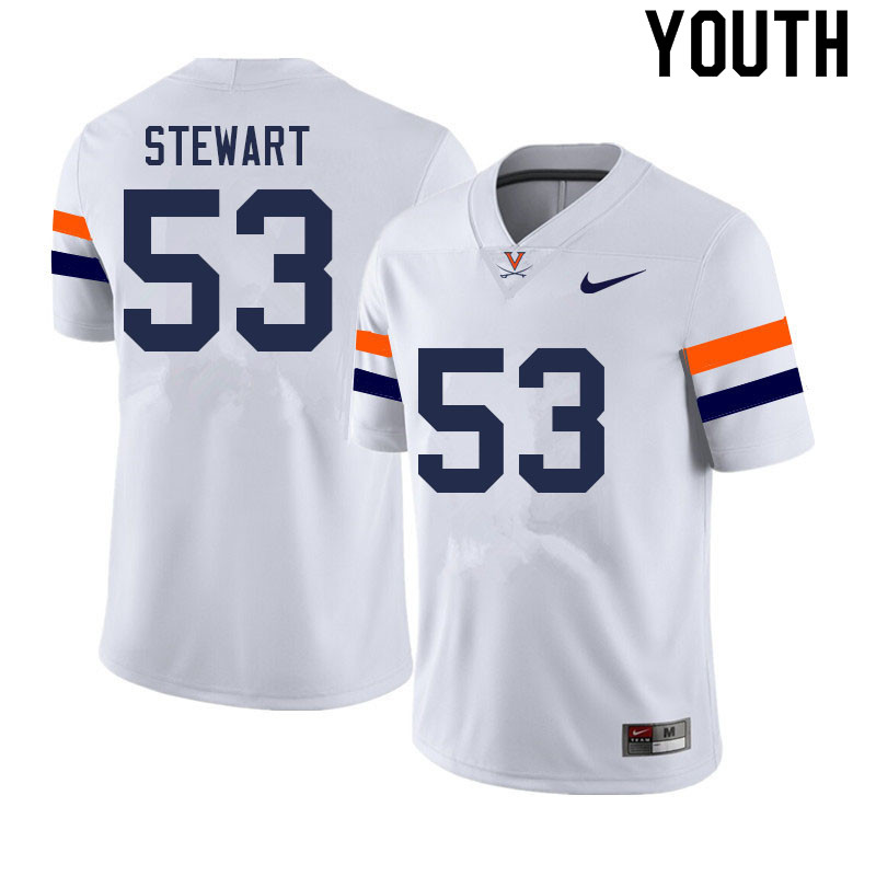 Youth #53 Hunter Stewart Virginia Cavaliers College Football Jerseys Sale-White - Click Image to Close